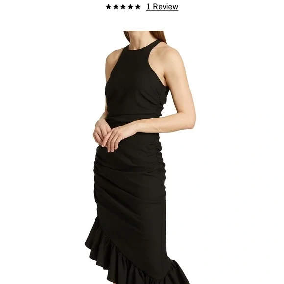 Cinq à Sept Willa ruffle midi dress. Size 4. all black.NWT.